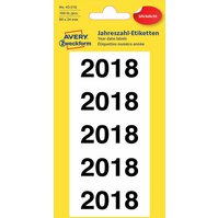 Etikety s číslem roku 2018 AVERY, 60x24 mm, 100 ks, bílé - 43-218