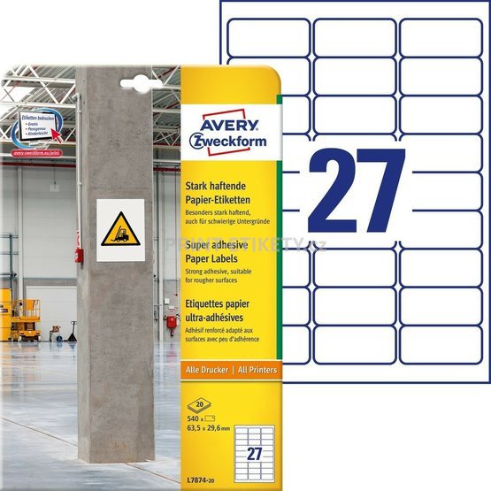 L7874-20 - papírové etikety s vysokou lepivostí 63,5x29,6 mm Avery Zweckform - ECOPRINT.cz.jpg