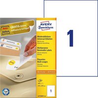 Snímatelné etikety AVERY Stick&Lift, 210x297 mm, A4, bílé - L4735REV-100