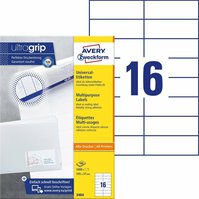 Univerzální etikety AVERY, 105x37 mm, 100 listů, A4, bílé - 3484
