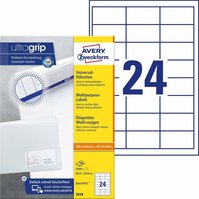 Univerzální etikety AVERY QuickPEEL, 64,6x33,8 mm, 100 listů, A4, bílé - 3658