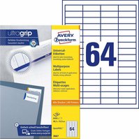 Univerzální etikety AVERY QuickPEEL, 48,5x16,9 mm, 100 listů, A4, bílé - 3667