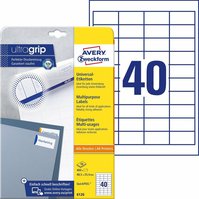 Univerzální etikety AVERY QuickPEEL, 48,5 x 25,4 mm, 10 listů, A4, bílé - 6126