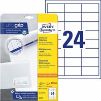 Univerzální etikety AVERY QuickPEEL, 64,6 x 33,8 mm, 25 listů, A4, bílé - 6172