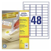 Snímatelné etikety AVERY Stick&Lift, 45,7x21,2 mm, A4, bílé - L4736REV-10