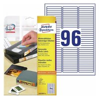 Snímatelné etikety pro zařízení na úschovu dat AVERY, 63,5x8,5 mm, 25 listů, A4, bílé - L6022REV-25