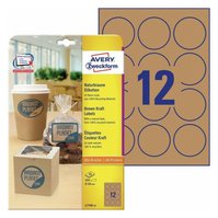 Etikety AVERY na zboží, průměr 60 mm, kulaté, 20 listů, přírodně hnědé - L7106-25